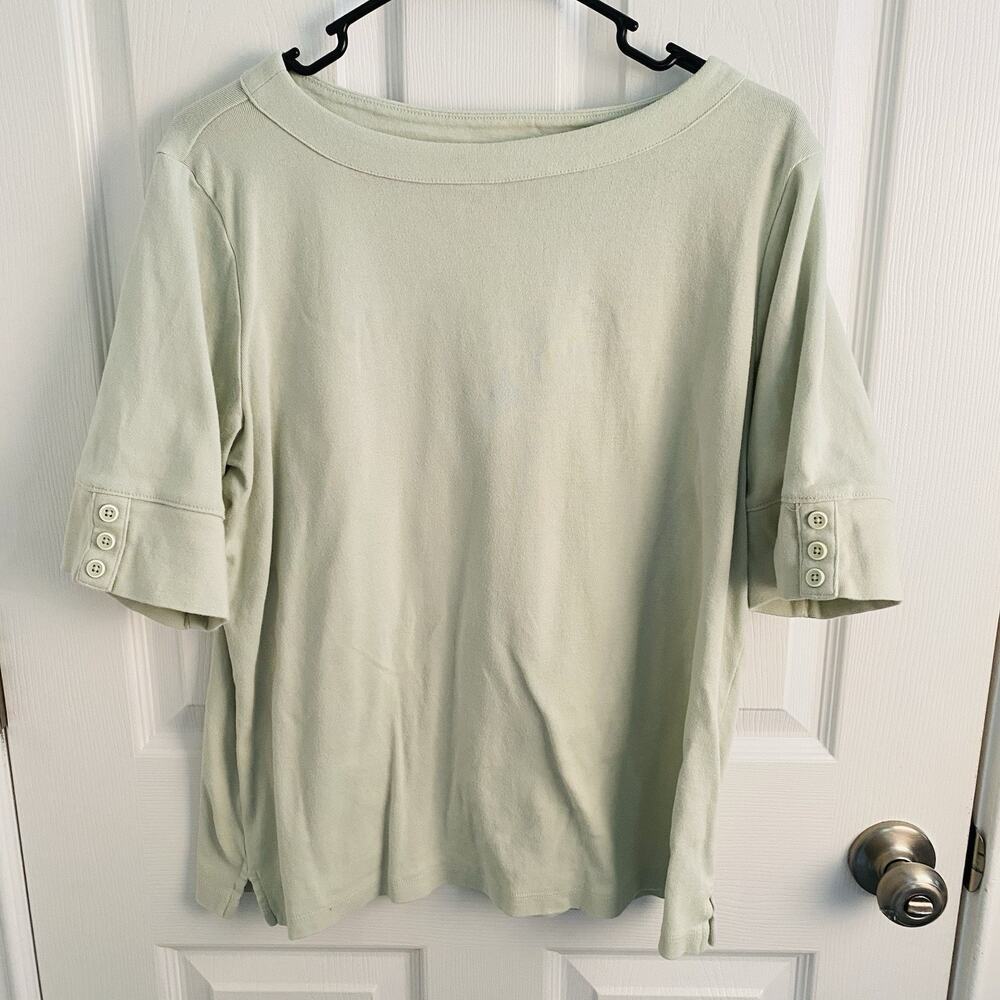 CJ Banks T-Shirt Womens XL Sage Cotton Casual Everyday Top Minimalist Basic